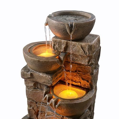 LED Outdoor Water Fountain Stone Gray U36785