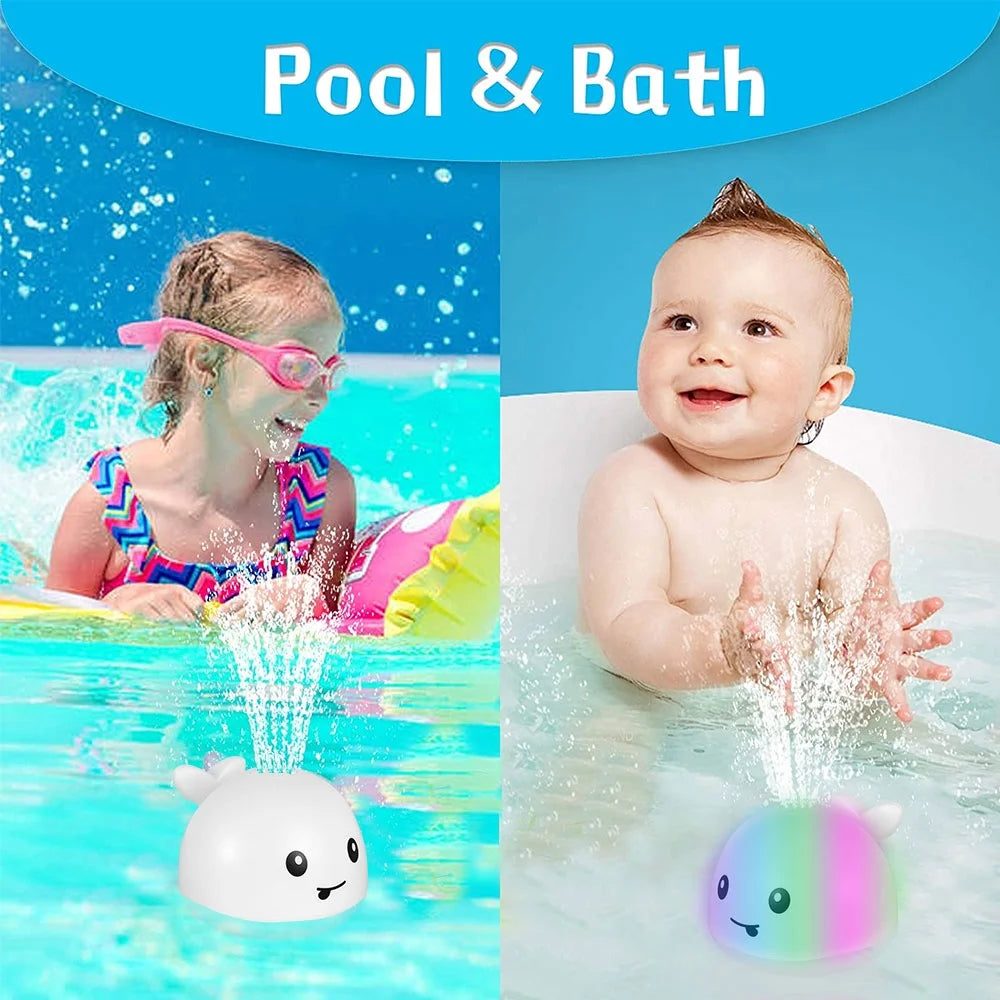 White/Gr Baby Bath Toy Light up Whale Sprinkler Bathtub Toy with LED Light G483853