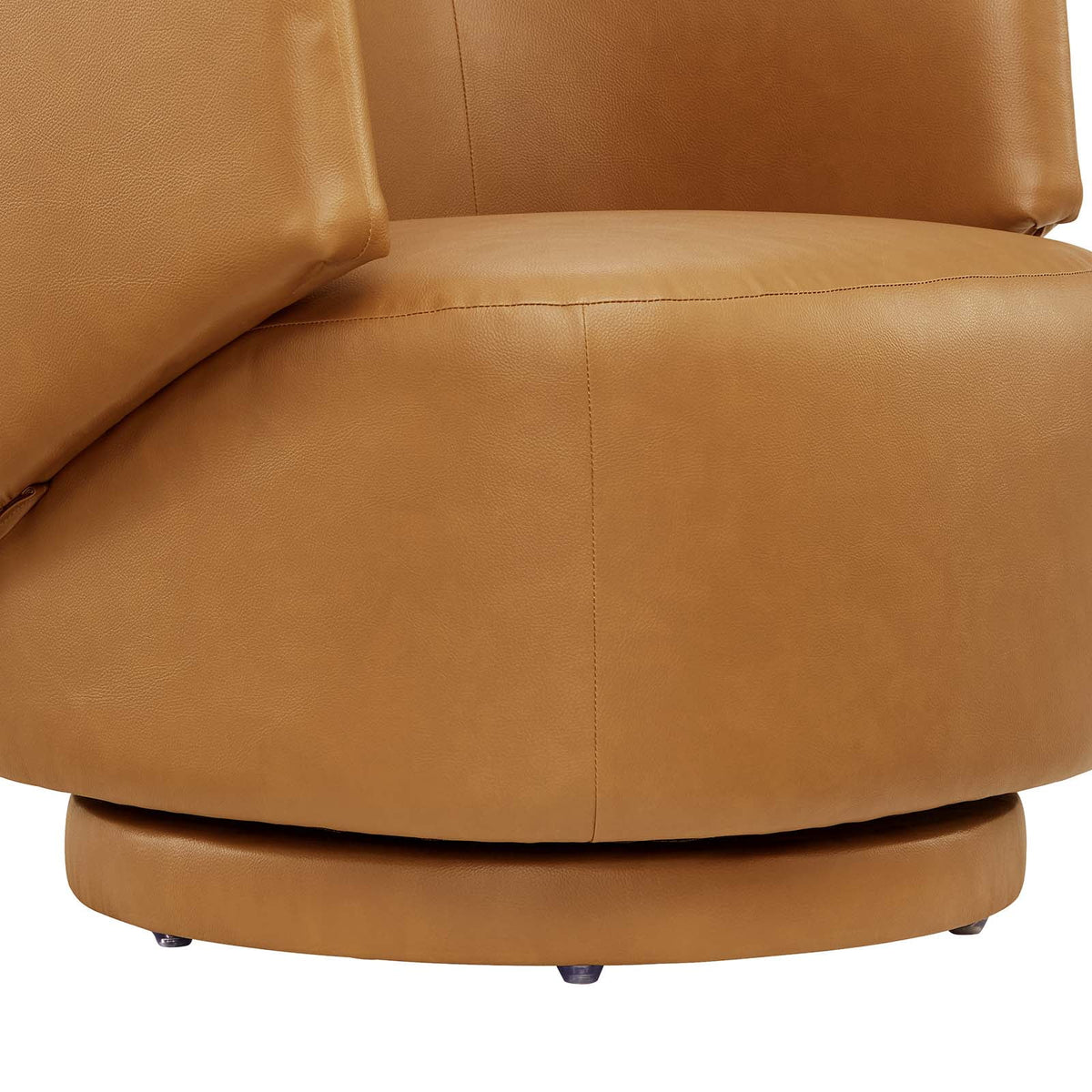 Tan Vegan Leather Fabric and Wood Swivel Chair Z484601