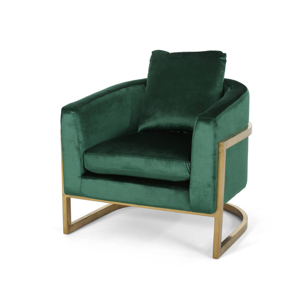 Emerald Velvet Armchair with Stainless Steel Frame L963522