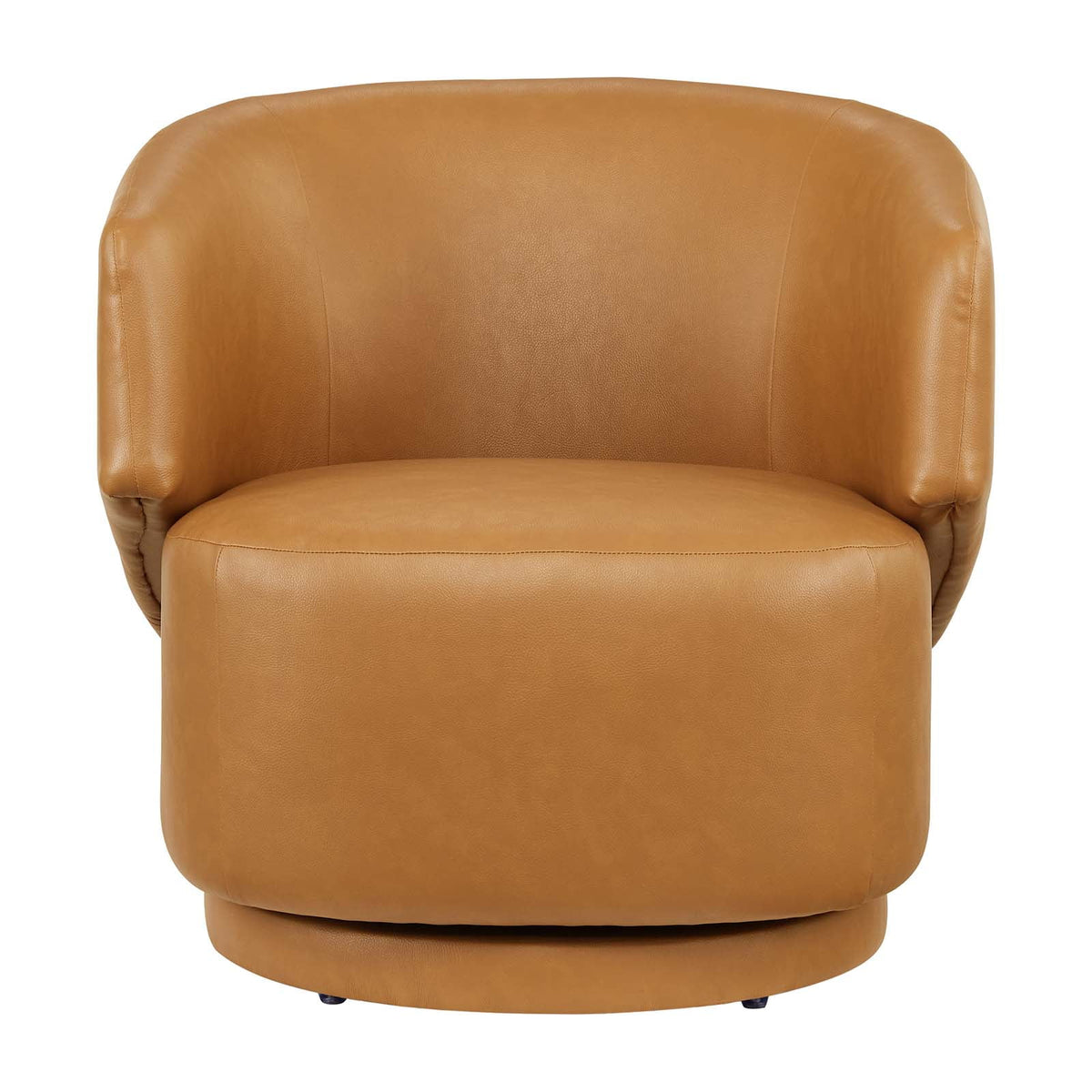 Tan Vegan Leather Fabric and Wood Swivel Chair Z484601