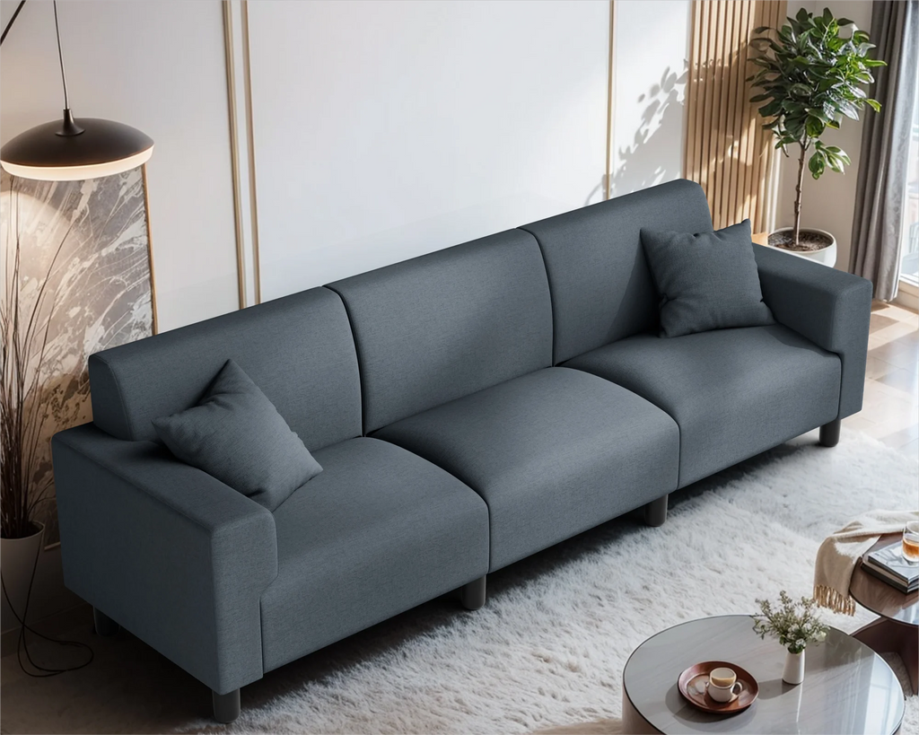 Dark Grey 3-Seater Sofa with Two Pillows D180163