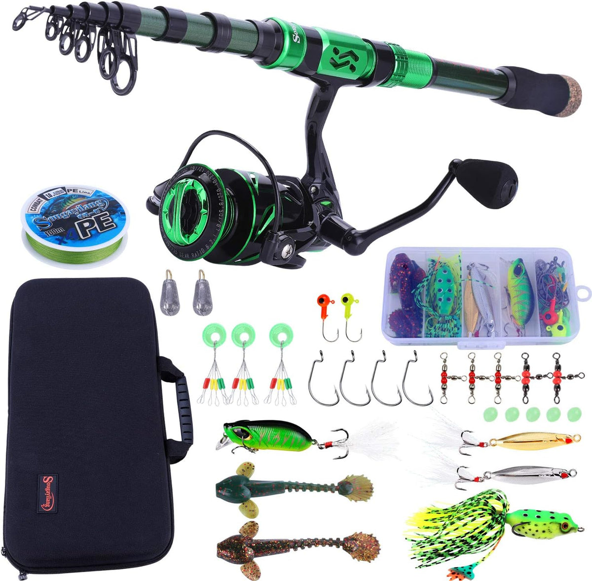Carbon Fiber Telescopic Fishing Rod and Reel Combo with Carrying Case R88430