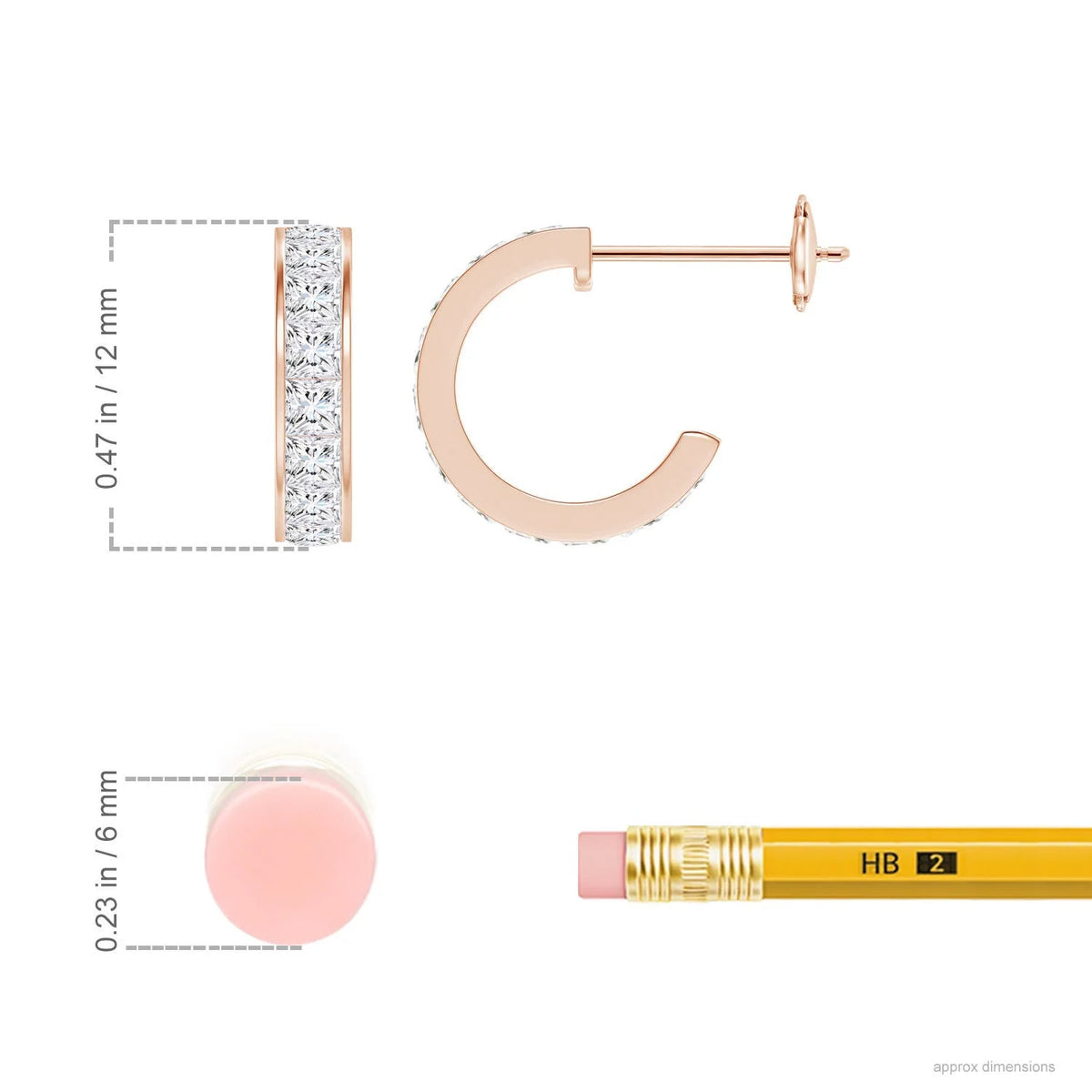 Natural 1.1 Ct. Diamond Hoop Earrings in 14K Rose Gold N1892