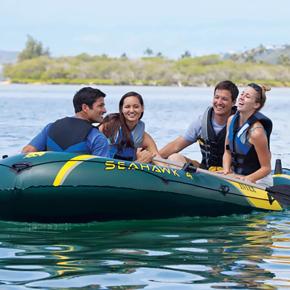 Inflatable 4 Person Boat Set with Oars & Air Pump 2 Pack L81676