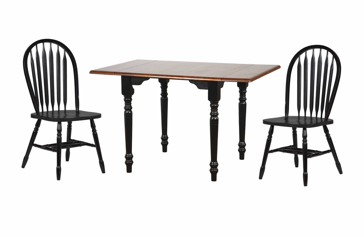 Black Cherry 3 Piece Drop Leaf Dining Set with Arrowback Chairs I184407