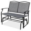 2 Seater Mesh Patio Loveseat Swing Glider with Armrests in Grey T7112