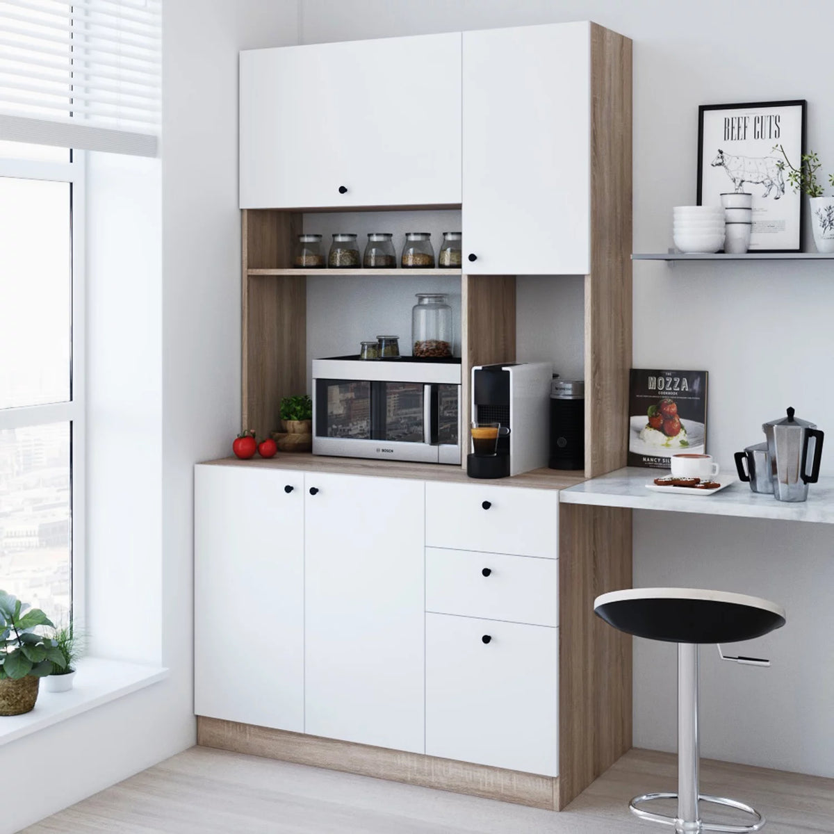 White Pantry Kitchen Storage Cabinet N987098