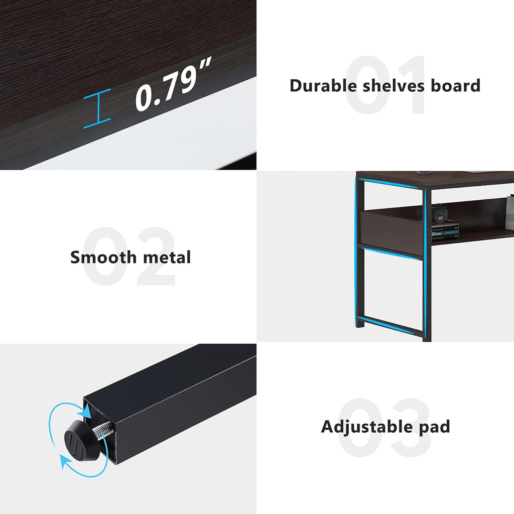 Cherry L-Shaped Computer Desk with Bookshelf and File Cabinet S638