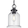 Textured Black Outdoor Pendant Light with Clear Glass I505
