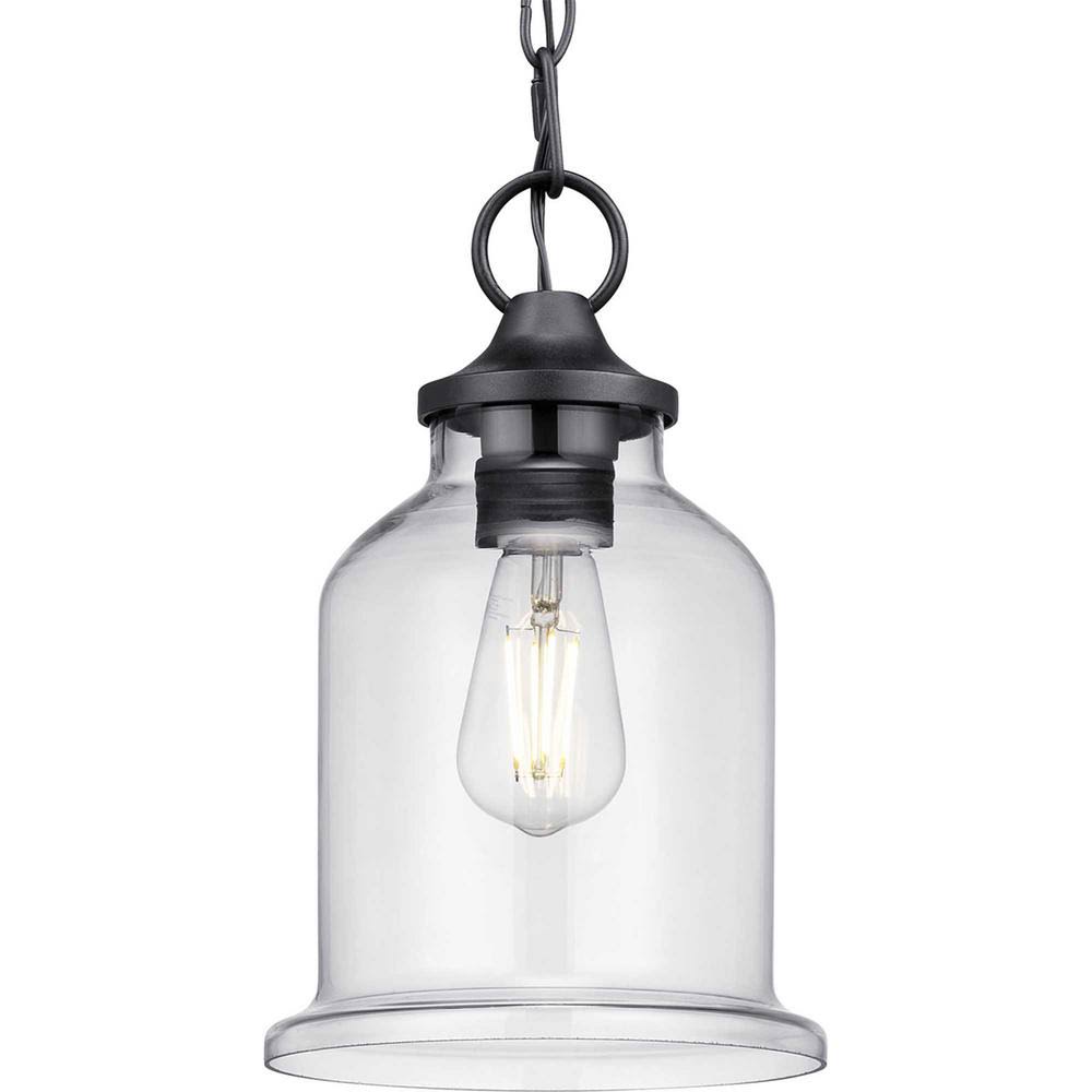 Textured Black Outdoor Pendant Light with Clear Glass I505