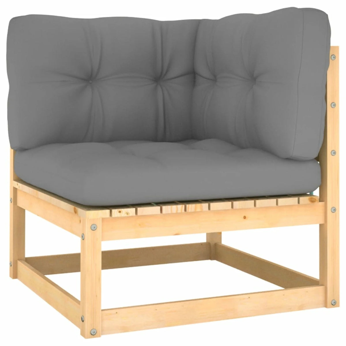 11 Piece Gray Cushioned Pinewood Sectional Outdoor Furniture Set F744