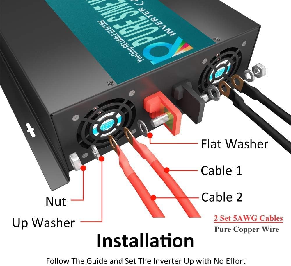 3000W 48V 120V Pure Sine Wave Power Inverter with 2 AC Outlets D5958