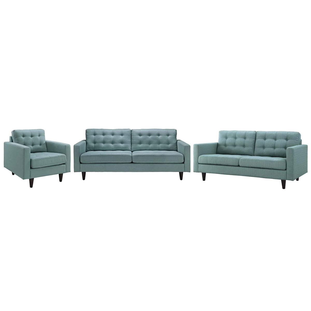 Blue Fabric Armchair Loveseat and Sofa Set O793