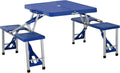 Grey 4-Seats Aluminum Fold Up Picnic Table with Umbrella Hole U719