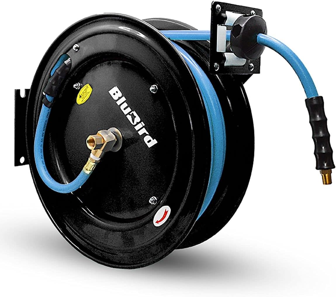 Retractable Hose Reel with 1/2" X 50' Air Hose, 300 PSI D736
