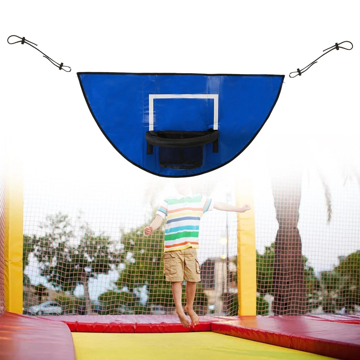 Basketball Hoop Attachment for Trampoline with Net Basketball Goal X1889