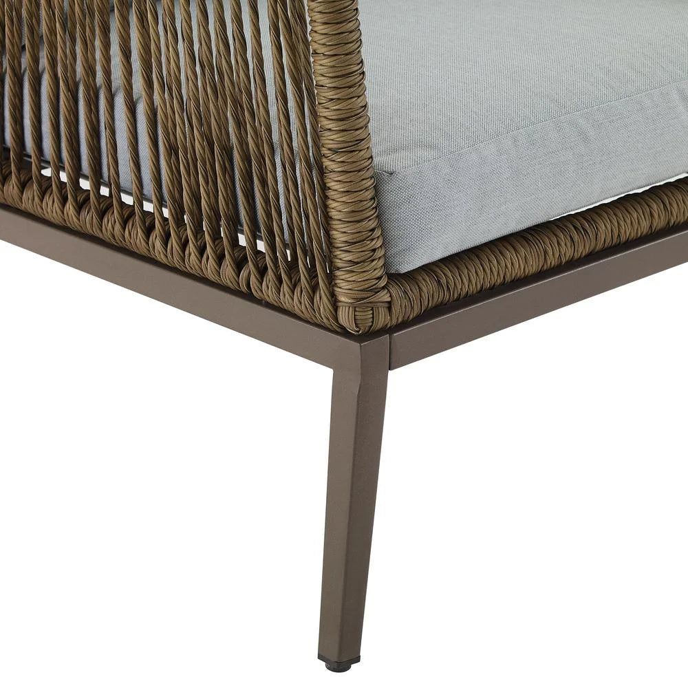 Gray Brown Wicker Outdoor Armchair Set M182