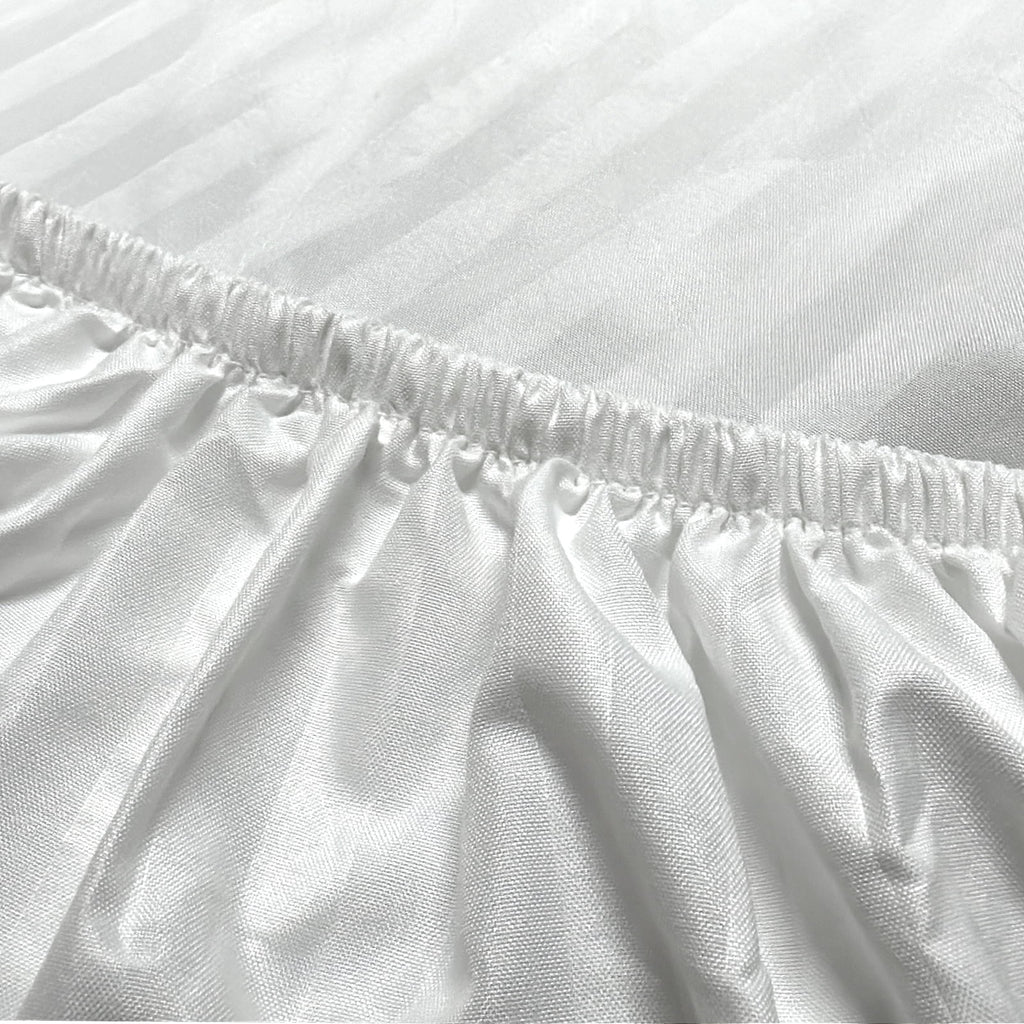 White Full Size Stripe Bed Sheet Set with 16" Deep Pocket U155550
