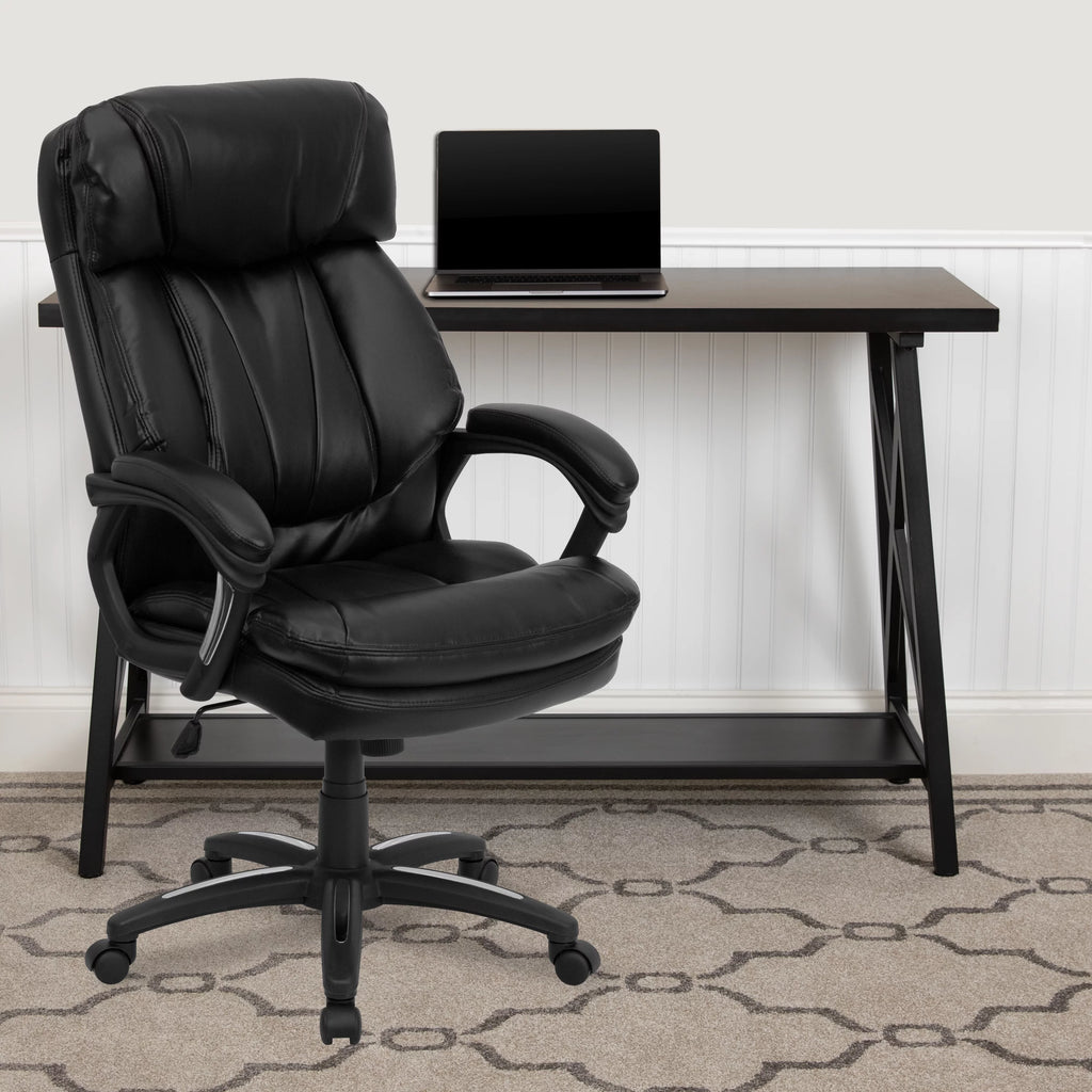 Black LeatherSoft Swivel Office Arm Chair I43887