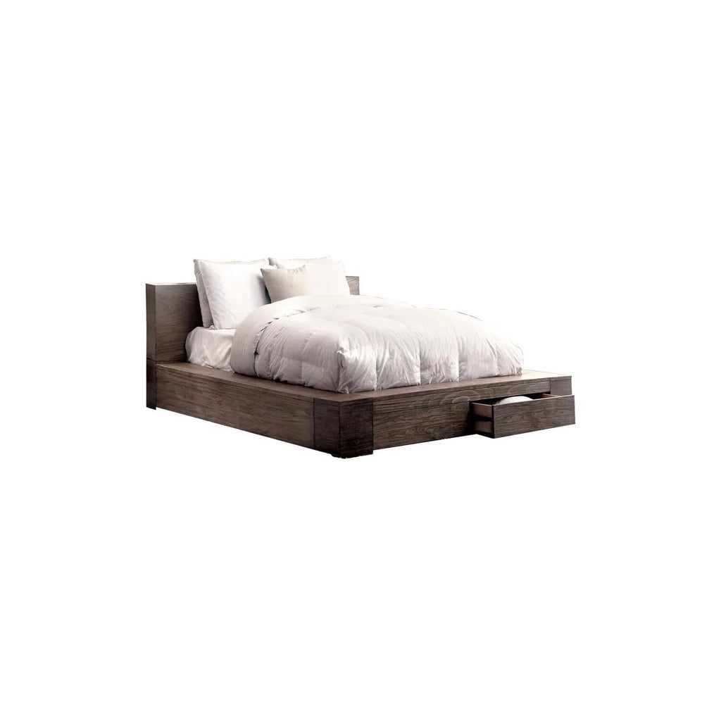 Brown Eastern King Size Wood Bed with 2 Drawers N27788