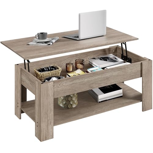 Lift Top Coffee Table with Hidden Compartment and Storage Shelf W175523