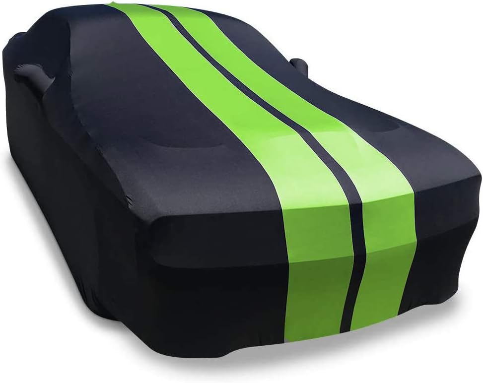 Black with Gray Stripes Stretch Satin Car Cover E95020
