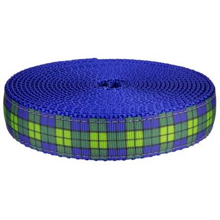 3/4 inch Blue and Green Plaid Nylon Webbing, 50 Yards K241784