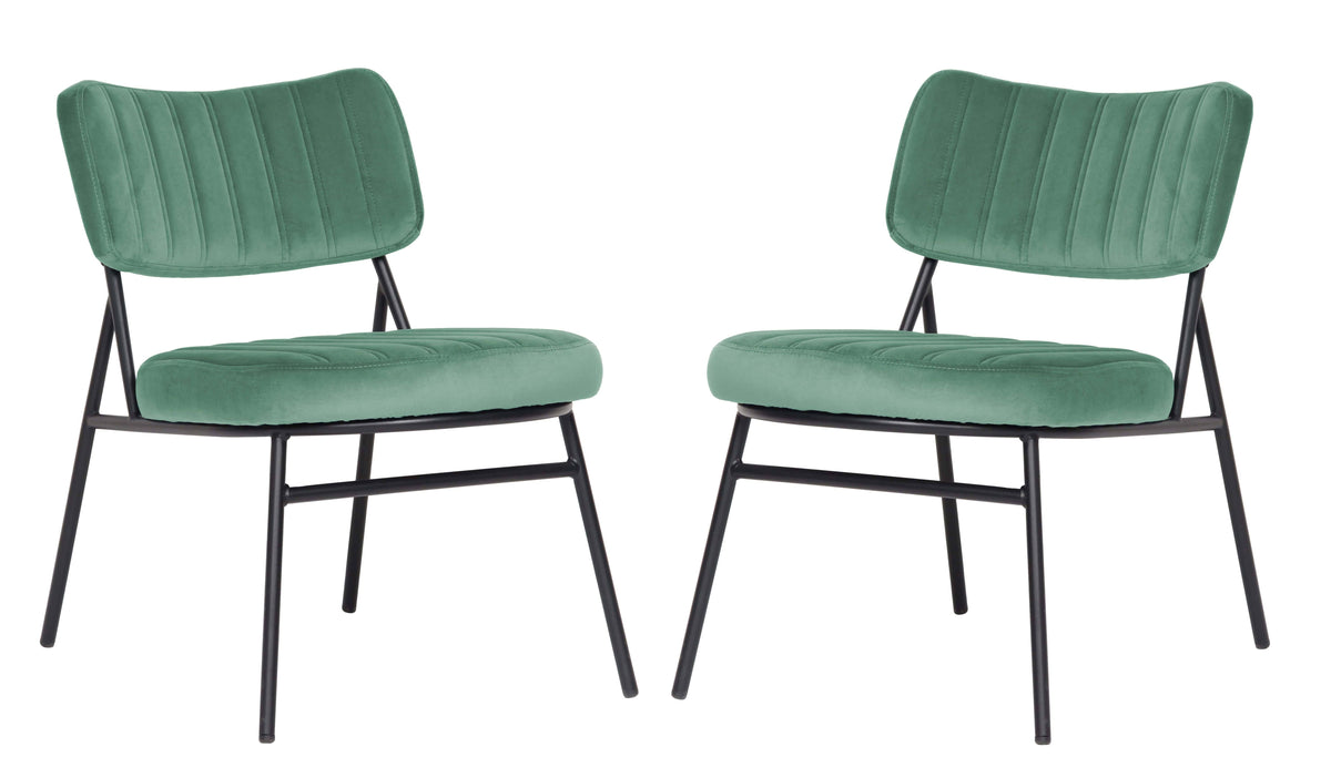 Turquoise Velvet Accent Chair with Metal Frame, Set of 2 L63687