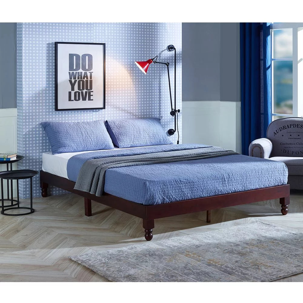 Full Size 12 Inch Solid Wood Platform Bed with Under Bed Storage A566109
