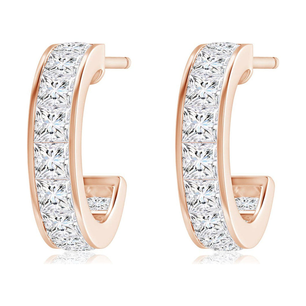 Natural 1.1 Ct. Diamond Hoop Earrings in 14K Rose Gold N1892