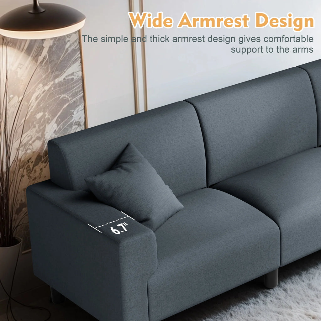 Dark Grey 3-Seater Sofa with Two Pillows D180163