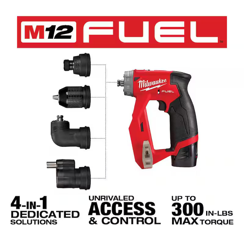 12V Lithium-Ion Brushless Cordless 4-in-1 Interchangeable 3/8 in. Drill Driver Kit with Right Angle Drill T877066
