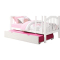 White Twin Size Wooden Trundle with Caster Wheels D3402