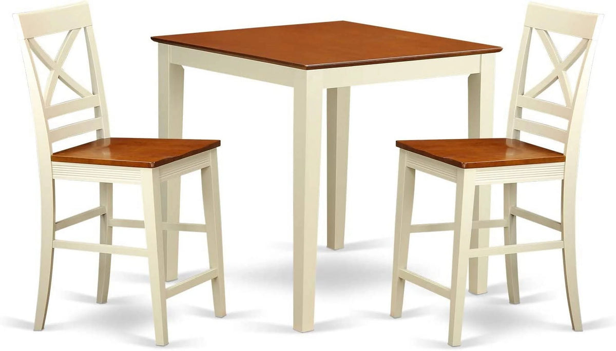 3 Piece Counter Height Set with Square Pub Table and 2 Chairs Q945
