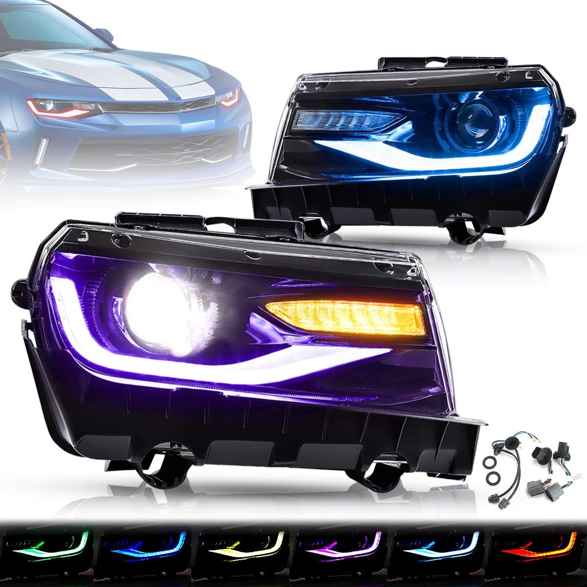 Multicolor Projector LED Headlights with Sequential Turn Signal A78836