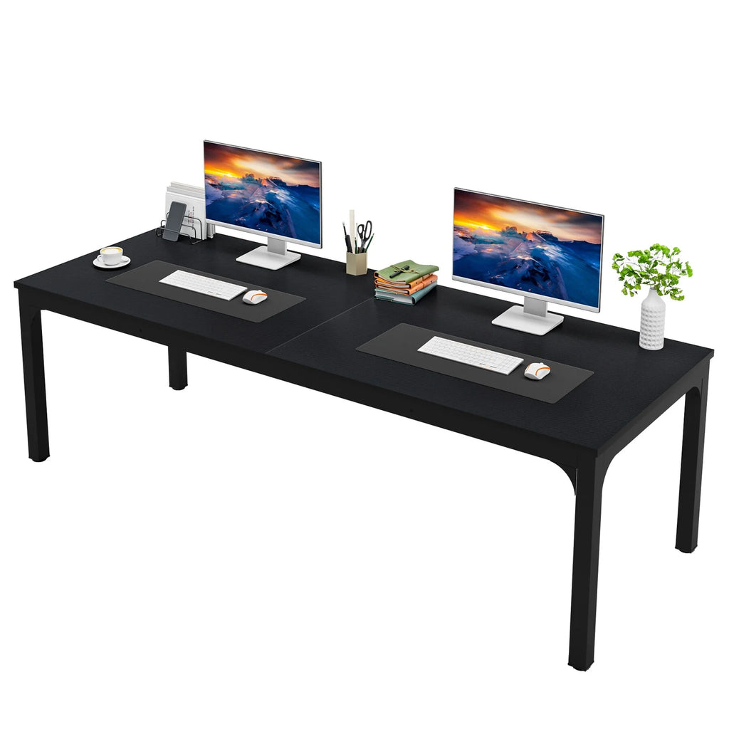 Black Double Workstation Desk with Metal Legs K140720