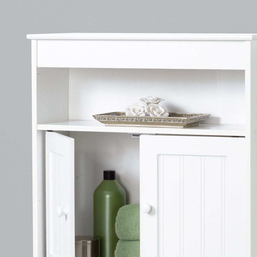 White Bathroom Spacesaver with Cabinet and 3 Shelves F10077
