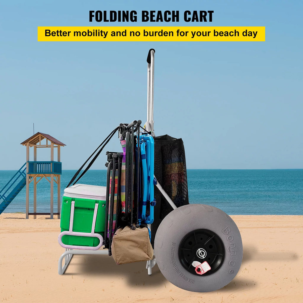 Folding Beach Cart with 12" TPU Balloon Wheels I242