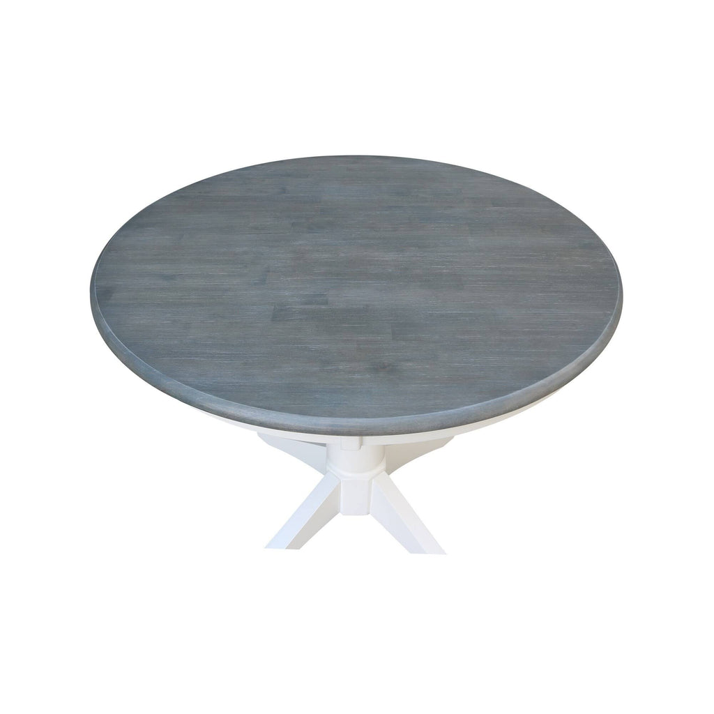 White/Heather Gray Round Top Pedestal Table P1542