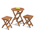 Wood 3 Pieces Foldable Patio Coffee Table and Stools Set B153