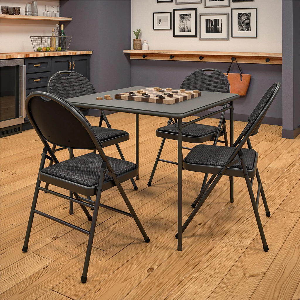 Black Fabric Padded Metal Folding Chair 4-Pack R1131