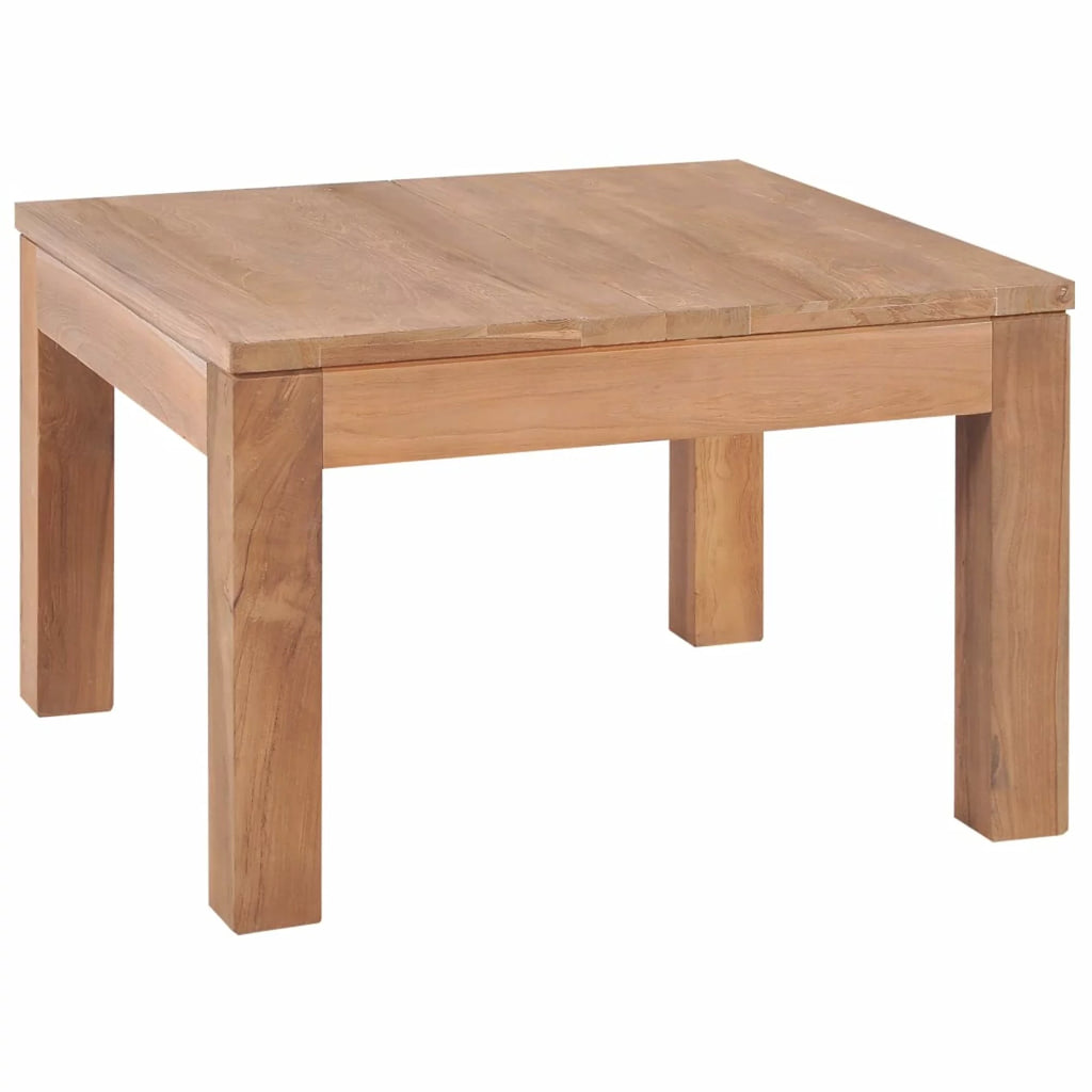 Wooden Coffee Table Teak Wood Natural Finish 23.6 x 23.6 x 15.7 Inches O397