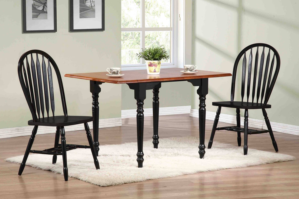 Black Cherry 3 Piece Drop Leaf Dining Set with Arrowback Chairs I184407