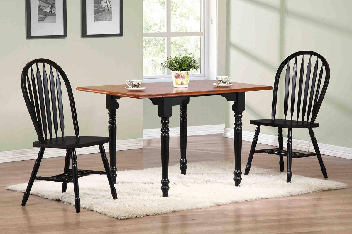 Black Cherry 3 Piece Drop Leaf Dining Set with Arrowback Chairs I184407