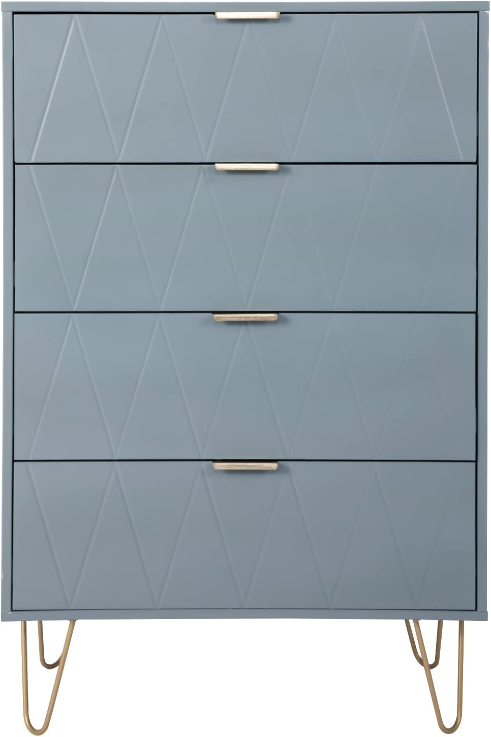 White 4 Drawer Tall Dresser with Metal Legs N363