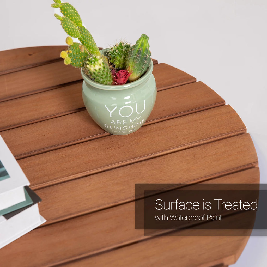 Wood 3 Pieces Foldable Patio Coffee Table and Stools Set B153