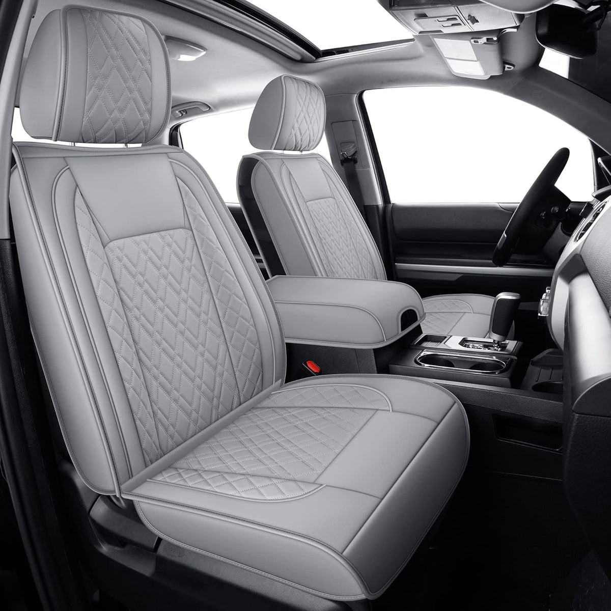 Black Faux Leather Seat Covers Full Set H148