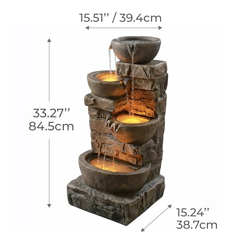LED Outdoor Water Fountain Stone Gray U36785