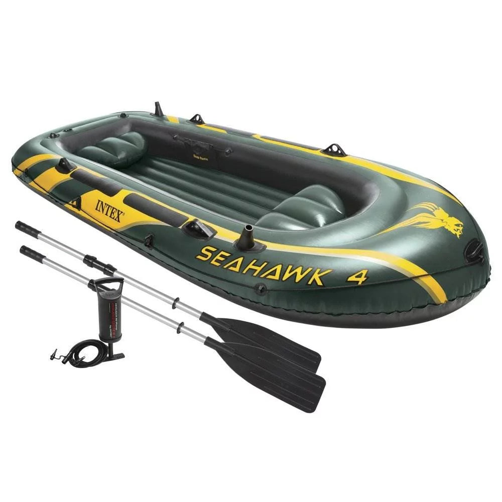 Inflatable 4 Person Boat Set with Oars & Air Pump 2 Pack L81676